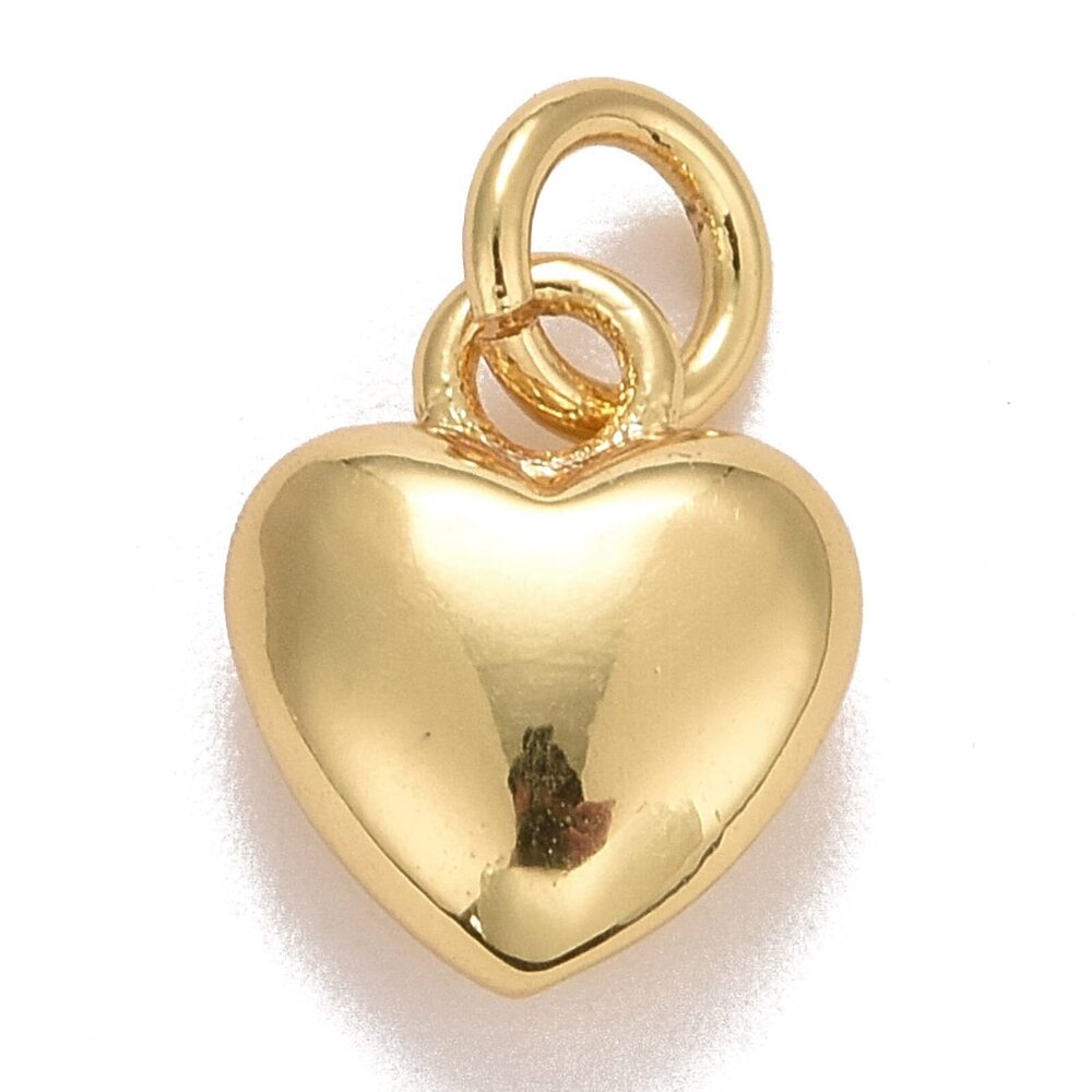 9134 10pcs 18K Real Gold Plated Heart Charms Brass Sweet Love Charm Mini 3D
